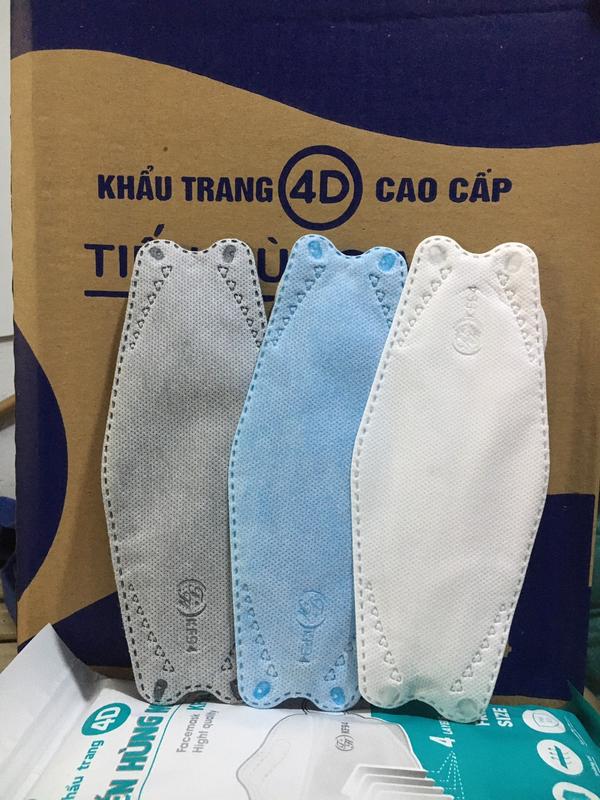 Thùng 300 cái khẩu trang 4D cao cấp Tiến Hùng 4 lớp kháng khuẩn cho người lớn, khẩu trang KF94 dày dặn