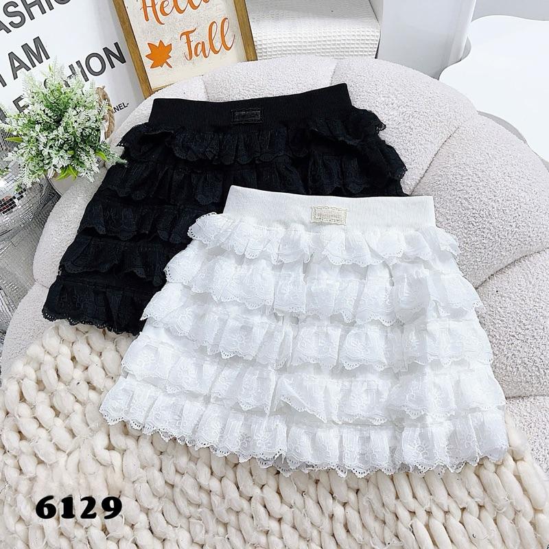 TATTA Jeans | #6129/6181 Chân Váy Ren Tầng 3 Màu Đen / Trắng/ Xám Hàng QCCC Chất Mịn Mềm
