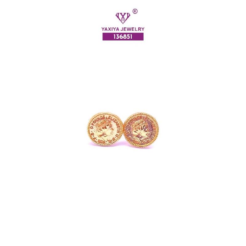 Yaxiya Anting Tusuk Wanita Model Koin Aksesoris 493 0