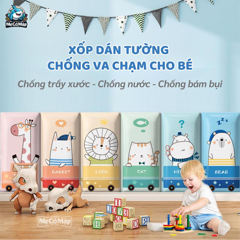 Xốp Dán Tường Chống Va Đập Cho Bé Miếng Xốp Dán Tường Hình Hoạt Hình 3D Trang Trí Decor Phòng Ngủ Dán Đầu Giường