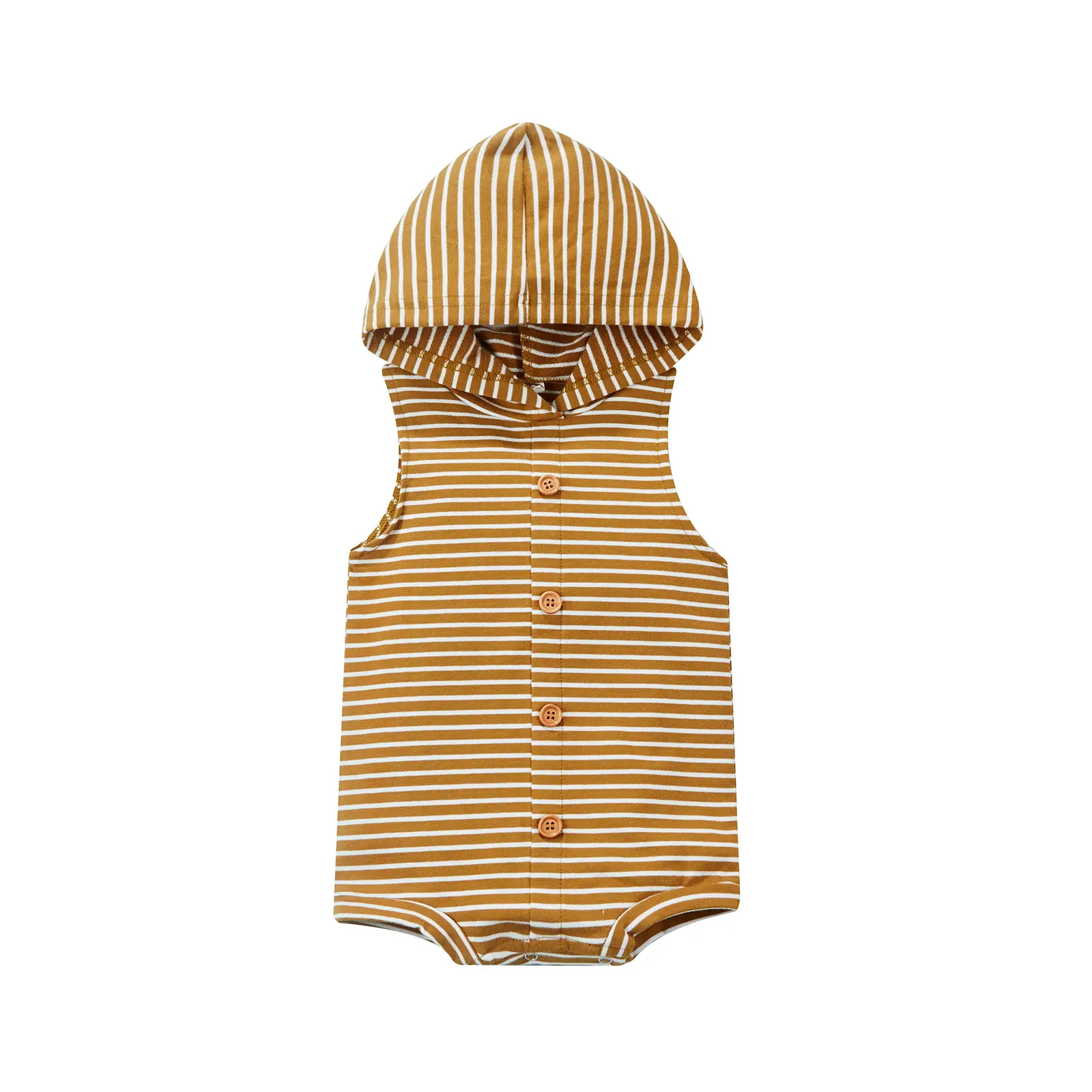 Newborn Baby Romper, Infant Toddler Hooded Stripe Printed One Piece