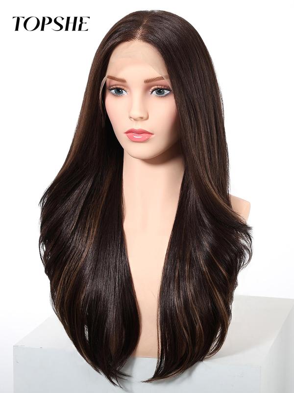 24 Inch Long Wigs for Women, Gorgeous Fluffy Wigs without Bangs, Synthetic Lace Front Wigs for Party, Daily Use 4