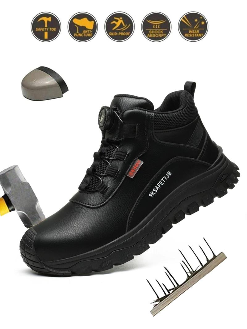 Product Introduction of Men's Anti-smash and Anti-puncture Safety Shoes, Casual Comfortable Breathable Lace Up Work Shoes, Fashionable Steel Toe Shoes for Daily Wear 1