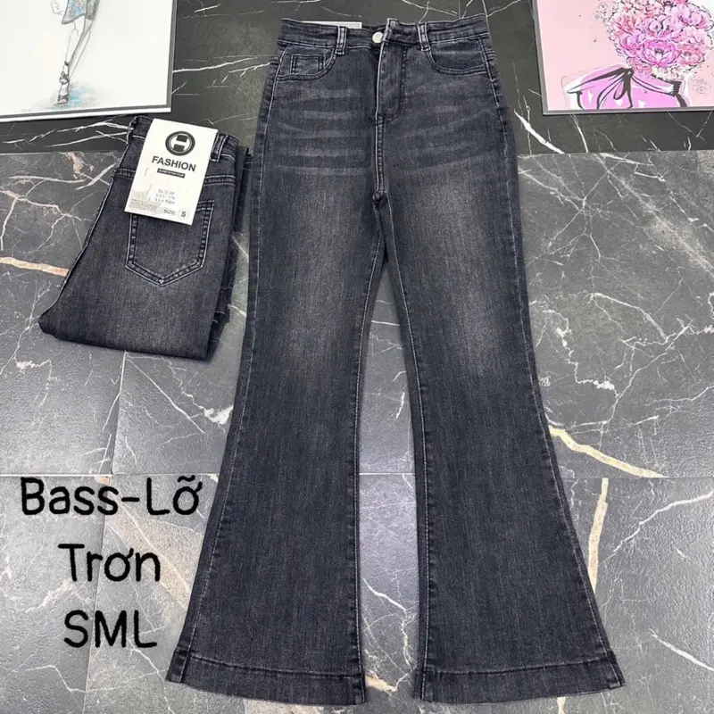 [JE117] Quần jean nữ cao cấp có co giãn, màu xám đen, kiểu bass lỡ, trơn đơn giản (FORM NHỎ)