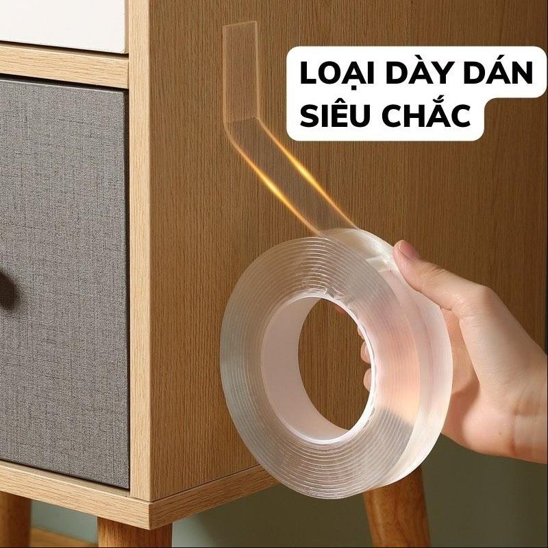 Băng dính 2 mặt siêu dính băng keo Nano trong suốt 3cm*3m dán tường dính mọi bề mặt tiện lợi