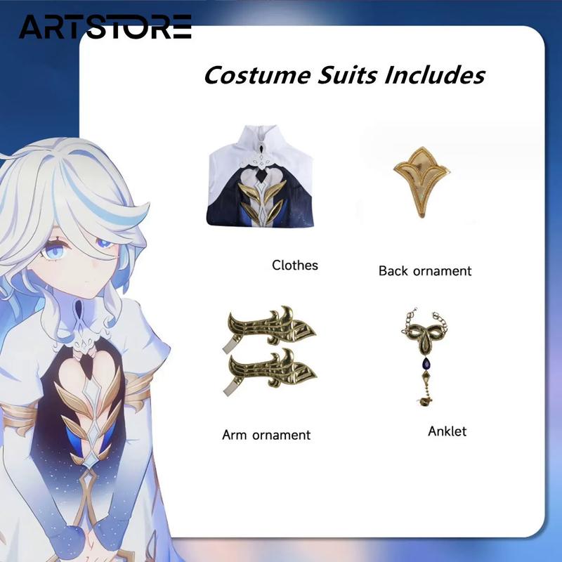 Product Introduction of Trang Phục Hóa Trang, Furina Cosplay Trò Chơi Genshinimpact Focalors, Tóc Giả Nhập Vai Trò Chơi Thần Nước Fontaine, Phim Hoạt Hình Với Đạo Cụ Anime 16