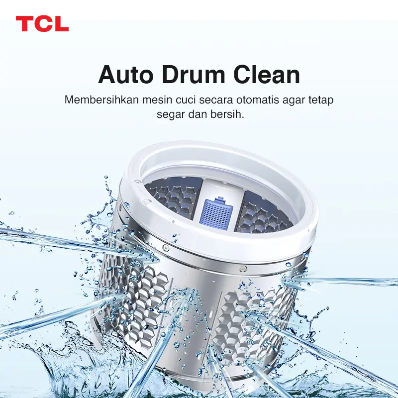 [FLASH SALE] TCL MESIN CUCI TOP LOADING 8 KG - Honeycomb Crystal Drum - Auto Cleaning - Eight Wash Program - Dual Detergent Case (Model: TWA85-20GM) 3