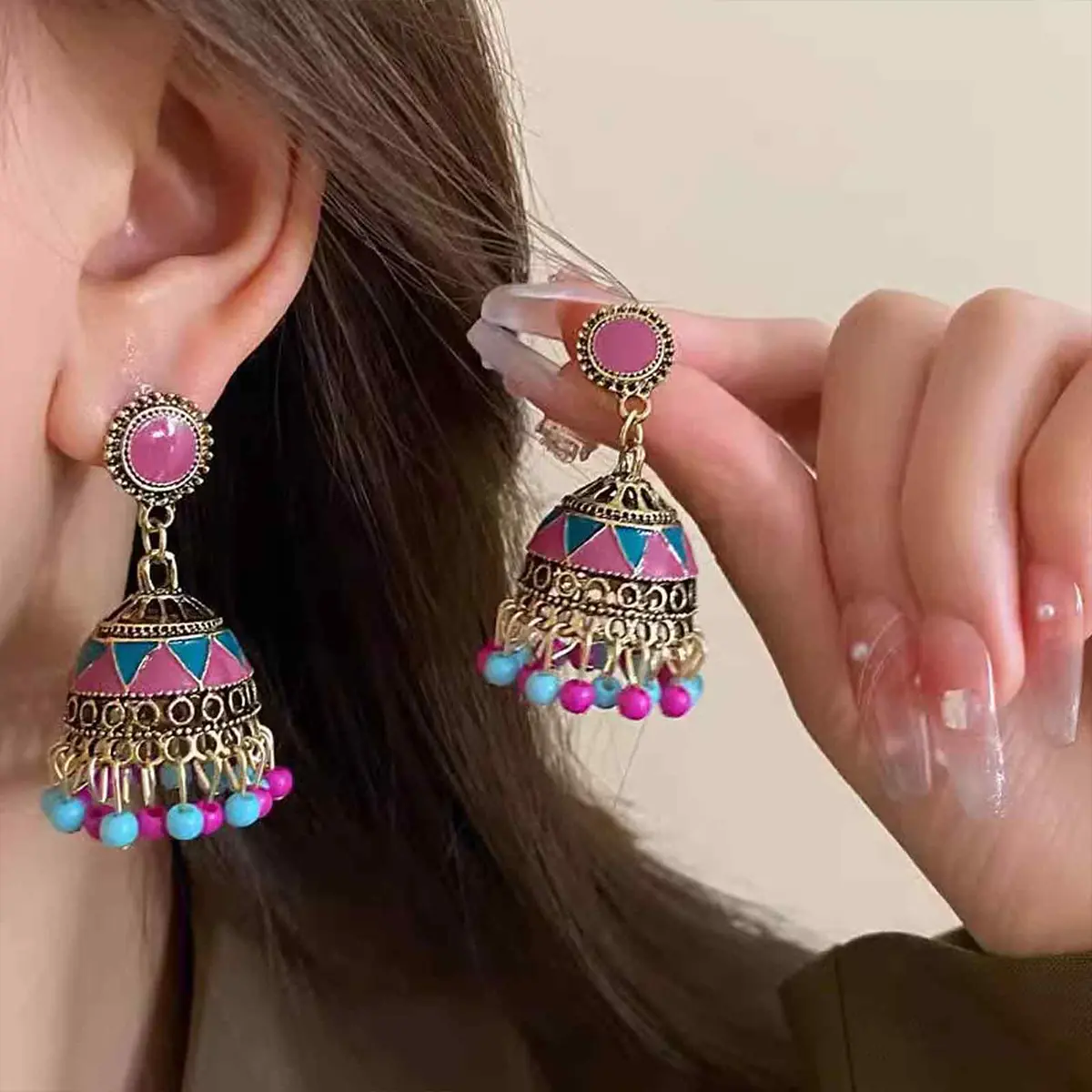 Pendientes Kolczyki Earrings For Women Hanging Earring Boho Accessories For Indian Jhumka Ear Rings Beads  Brinco