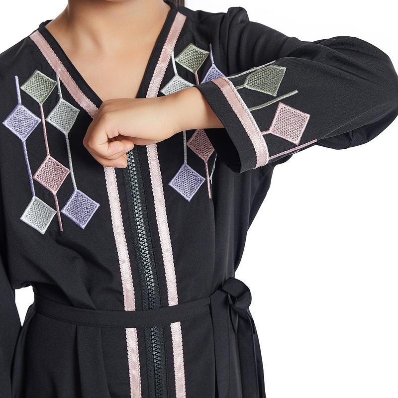 Product Introduction of Girls Kids Abaya Dress Clothing,Floral Printed Gown Children Robe 8
