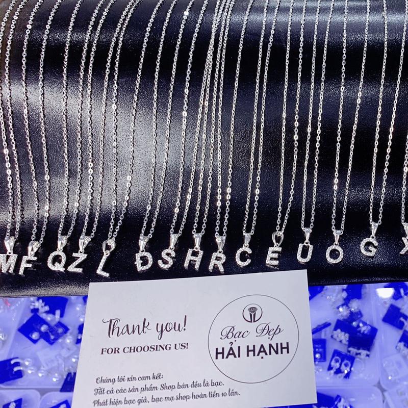 Dây kèm mặt chữ mini bạc ta cho nữ- bạc đẹp hải hạnh HHJ