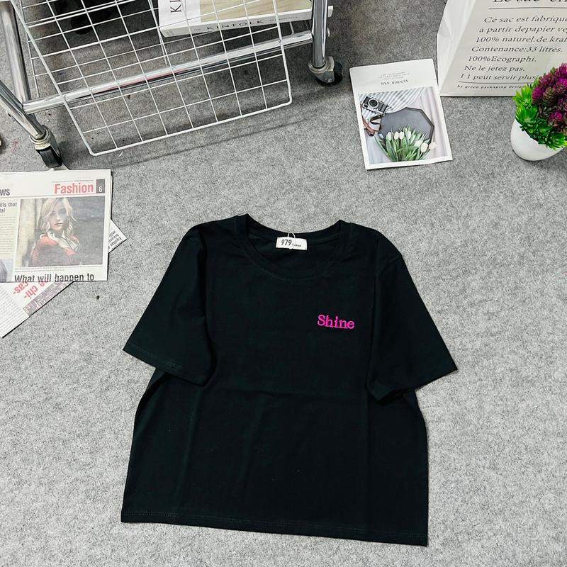 Mã 04-ÁO THUN THÁI CROPTOP FORM VỪA CHỮ THÊU (35-55kg) Nữ Cotton Cổ Tròn Women 4