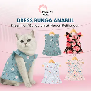 Pawsitive Vibes Baju Kucing dan Anjing Motif Floral Dress Lucu Anabul Stylish
