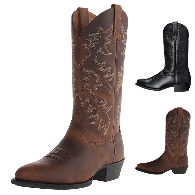 Aufu Shoes 6080 Embroidered High Heel Men's Wooden Root Boot - TikTok ...