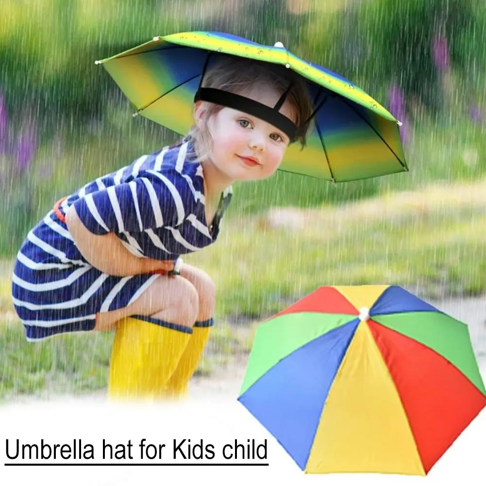 2 IN 1 Sun Umbrella Hat For Kids Anti-Sun Head Cap Windpfoof Umbrella For Outdoor Golf Fishing Camping Headwear
