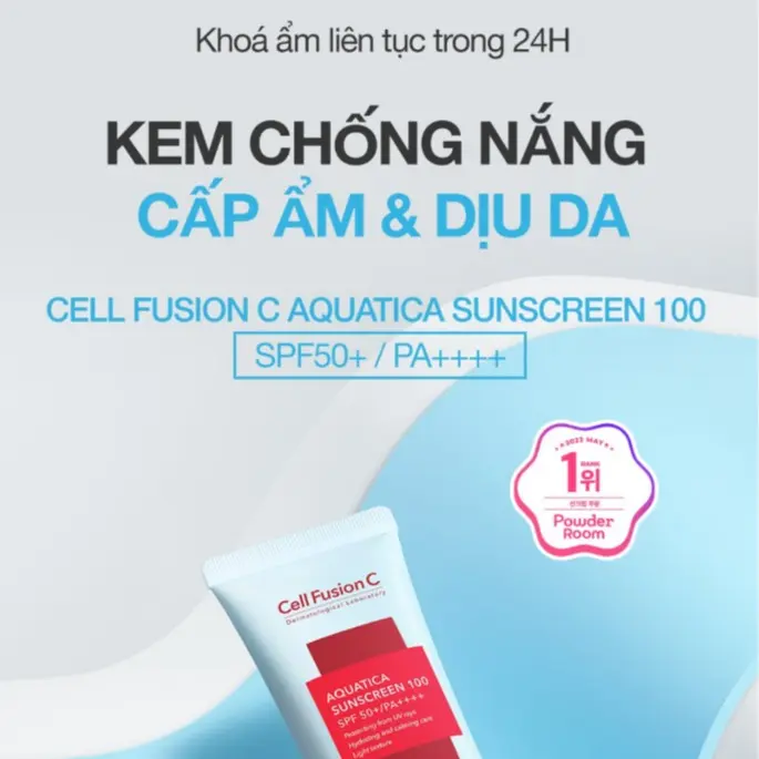 [DATE 06/2025] Kem Chống Nắng Cell Fusion C Cấp Ẩm Dịu Da 50ml Aquatica Sunscreen 100 SPF 50+ / PA++++ 50ml