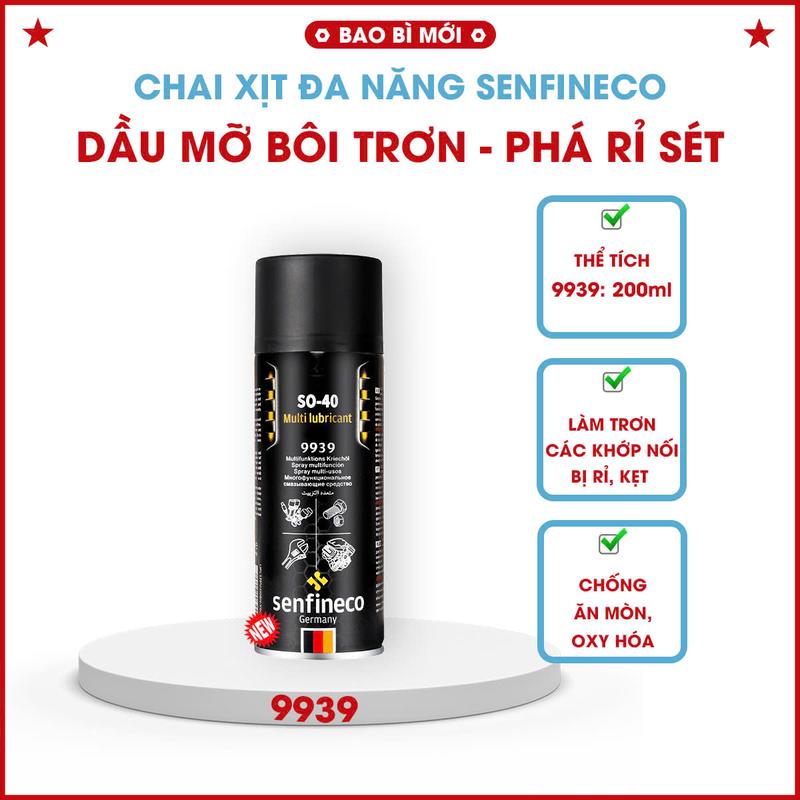 SENFINECO 9939 SO-40 Multilubricant DẦU XỊT BÔI TRƠN CHỐNG RỈ SÉT CHỐNG OXY HÓA Phụ Tùng - DUNG TÍCH 200ML
