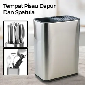 TaffHOME Tempat Pisau Dapur Spatula Stand Holder Stainless Steel - SUS430 - Tinari