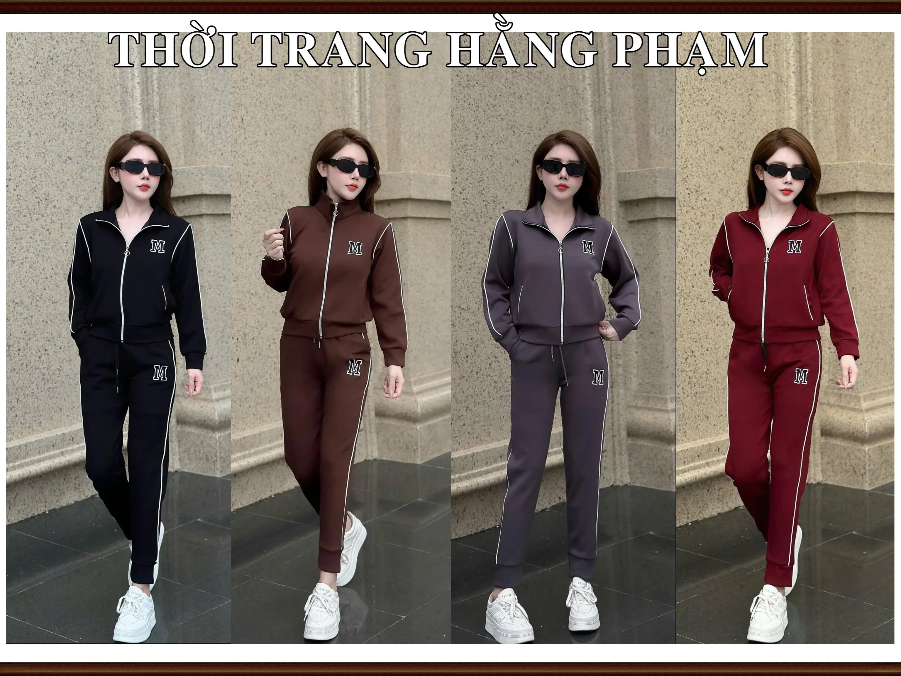 Bộ Nỉ chữ M Hằng Phạm Chất Liệu Cao Cấp 5 Màu Bền Đẹp Nữ