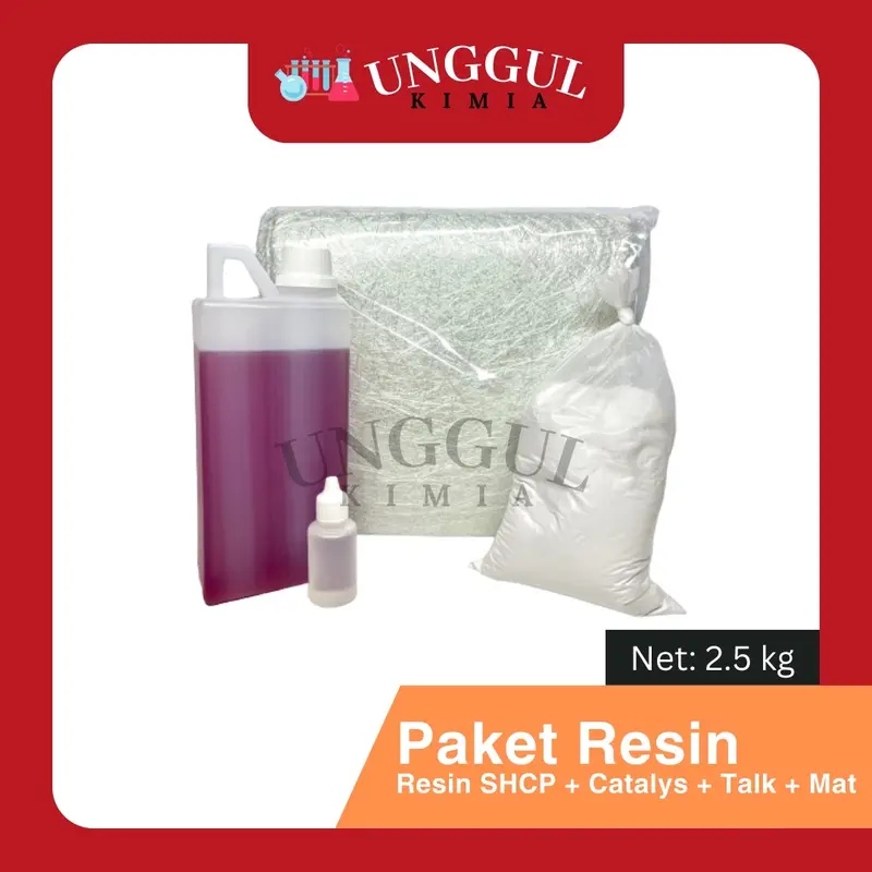 Paket Resin Lengkap (Resin SHCP 1kg, Katalis 30ml, Talc Liaonung 1kg, Mat Fiber 500g) 0