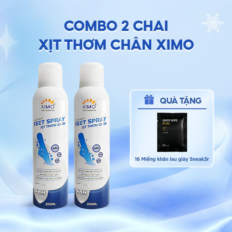 [LIVE] Combo 2 chai xịt thơm chân FEET SPRAY XIMO Tặng 16 Khăn lau giày Sneak3r Quick Wipe Plus+ Nam