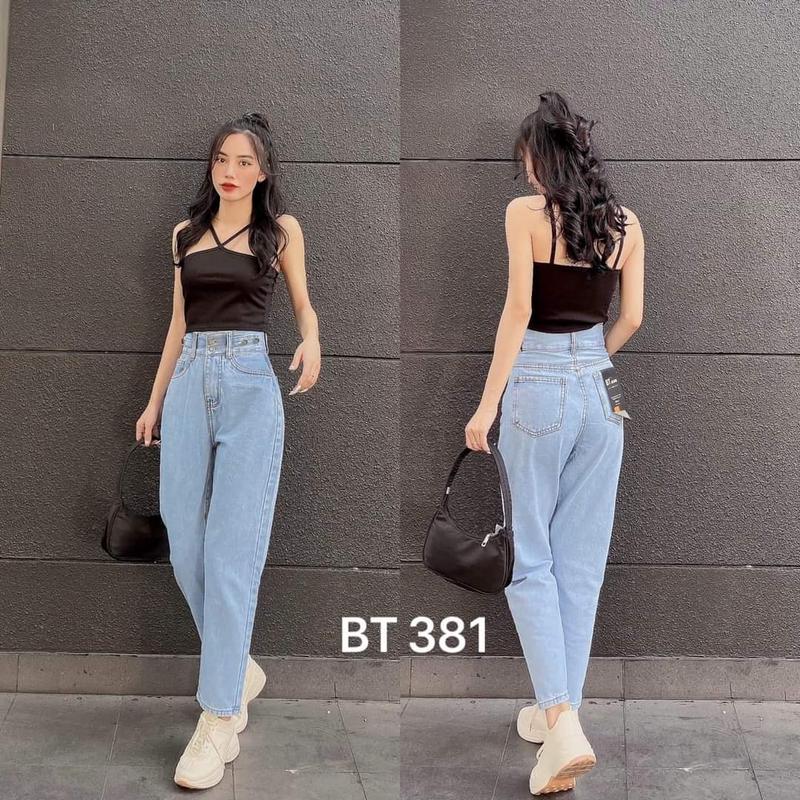 QUÀN BAGGY 2 NÚT, LƯNG CAO, CHẤT JEANS COTTON DÀY MỀM MS 381 Pants Nữ Denim Women 1