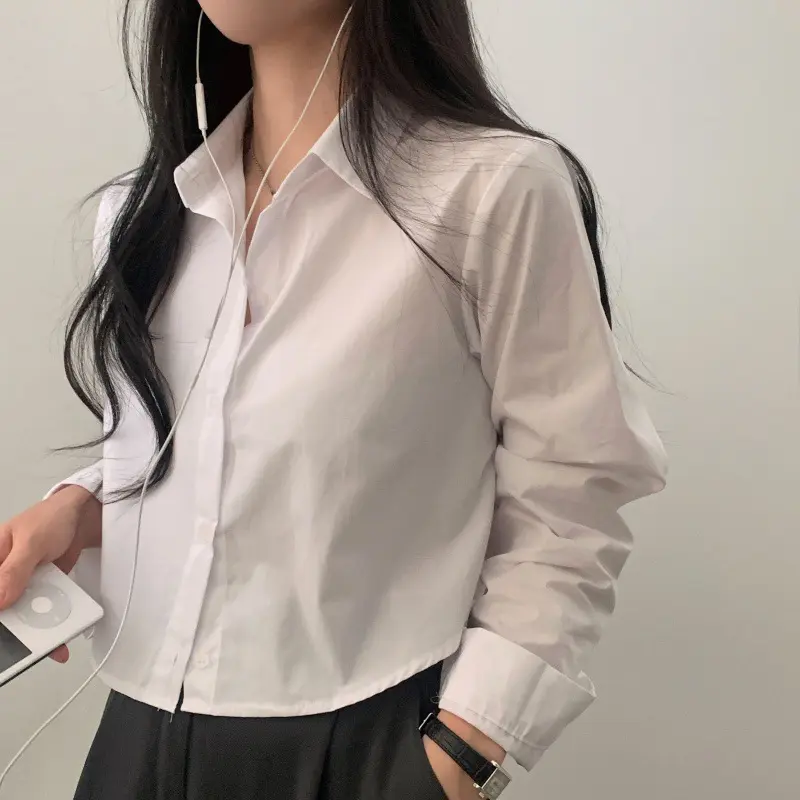 NJ Aqeela Atasan Wanita Kemeja Basic Blouse Long Sleeve Korean Style Kekinian 2