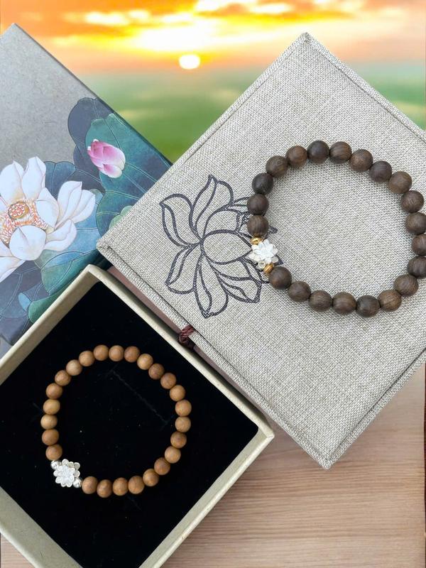 Vòng Tay Trầm Mix Hoa Sen - Thiết Kế Độc Đáo 0