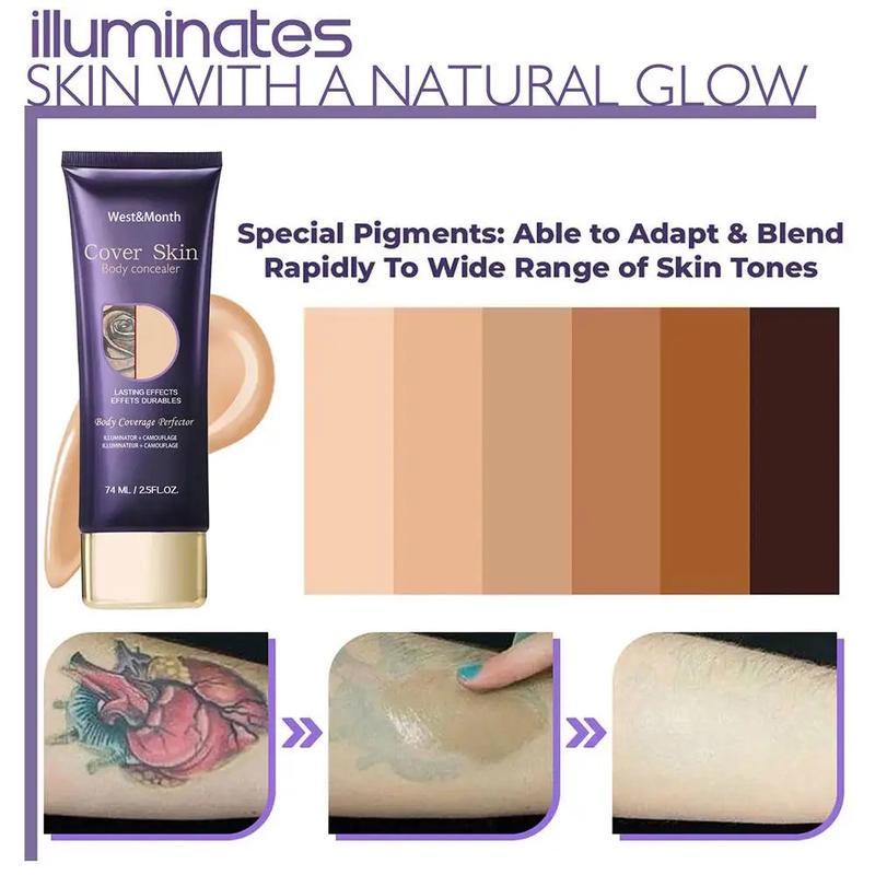 Product Introduction of 74ml Natural Tattoo Concealer Long Lasting Waterproof Tattoo Scars Cover Cream Body Coverage Makeup Foundation Cream For Women 13