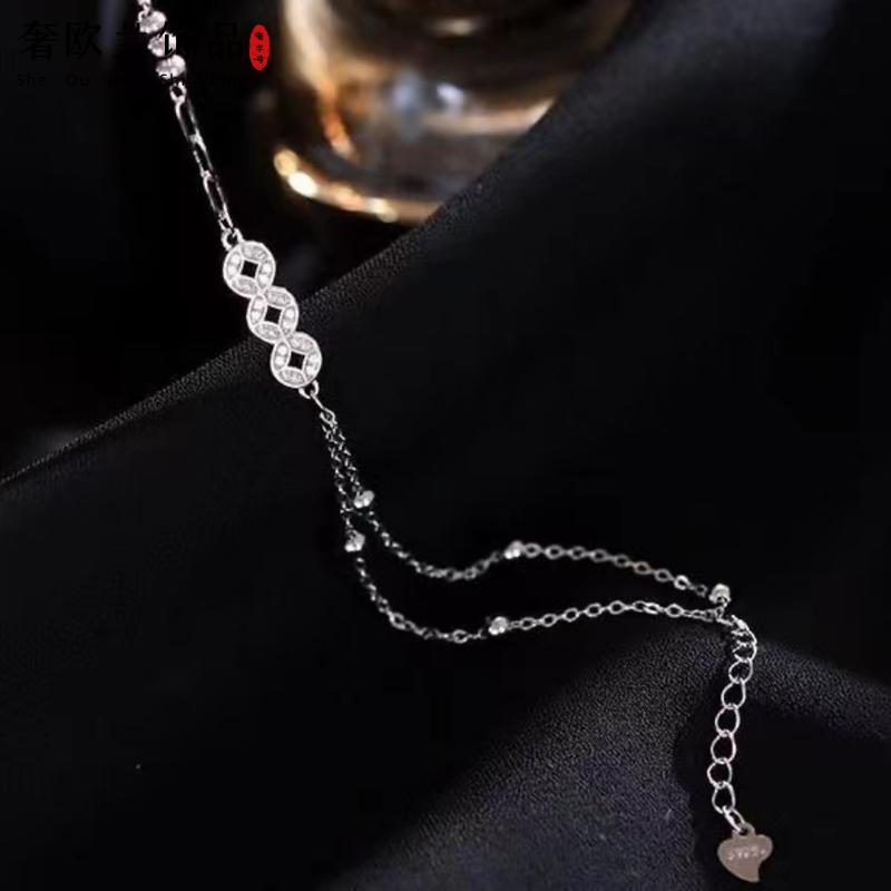 Product Introduction of Hot-Selling New Arrival, Concentric Money Sterling Silver Bracelet, Chinese Blessing Bracelet, Female, Simple Daily, Good-looking, Student Girlfriends Bracelet, Mori Girl Bracelet, Office Worker, Simple and Elegant 7