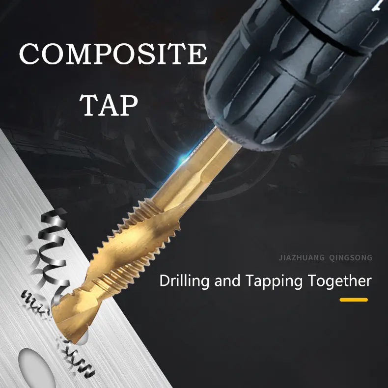 Mata Bor Multifungsi 6 PCS Mata Bor Pembuat Ulir Drat Drill Tap Set M3-M10 Set Hex Twist Spiral Tapper 7cm ( Extra Long ) 1