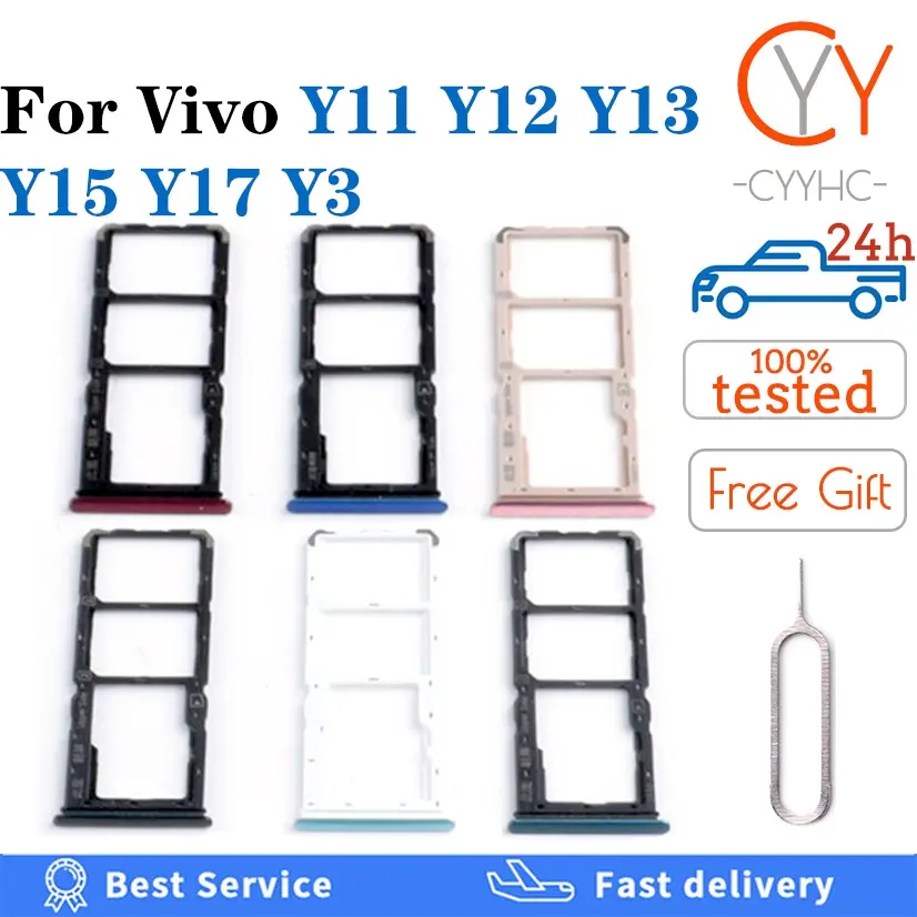 Sim Tray Card Holder For VIVO Y11 Y12 Y13 Y15 Y17 2019 Y3 Sim Card Adapter SIM Card with Micro SD Card Holder Slot Tray Adapter Replacement Part