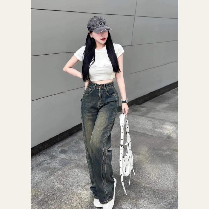 Product Introduction of Quần jeans suông hai viền lai dọc mới H2D 5604 Nữ Women 2
