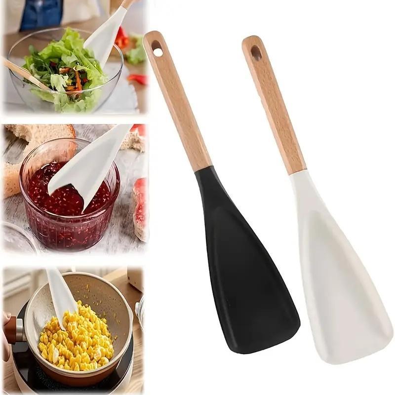 Silicone Cooking Spoon, 1 Count Multifunctional Long Handle Salad Pizza Spatula, Household Kitchen Products for Home Dining Room Picnic 2