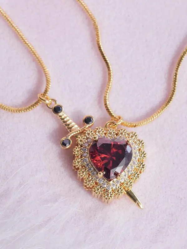 Gothic Heart & Sword Design Couple Pendant Necklace, Fashion Jewelry for Party, Daily Decor, Trendy All-match & Exquisite Jewelry Accessories for Birthday Gift, Valentine's Day, Gift 5