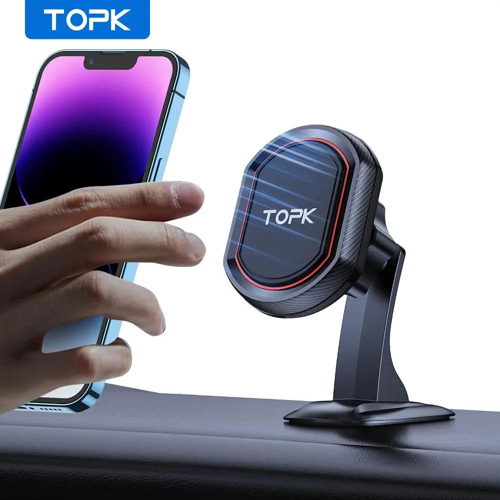 TOPK Magnetic Car Dashboard Phone Holder, Car Magnetic Phone Mount, Universal Car Interior Accessories Compatible with iPhone Samsung