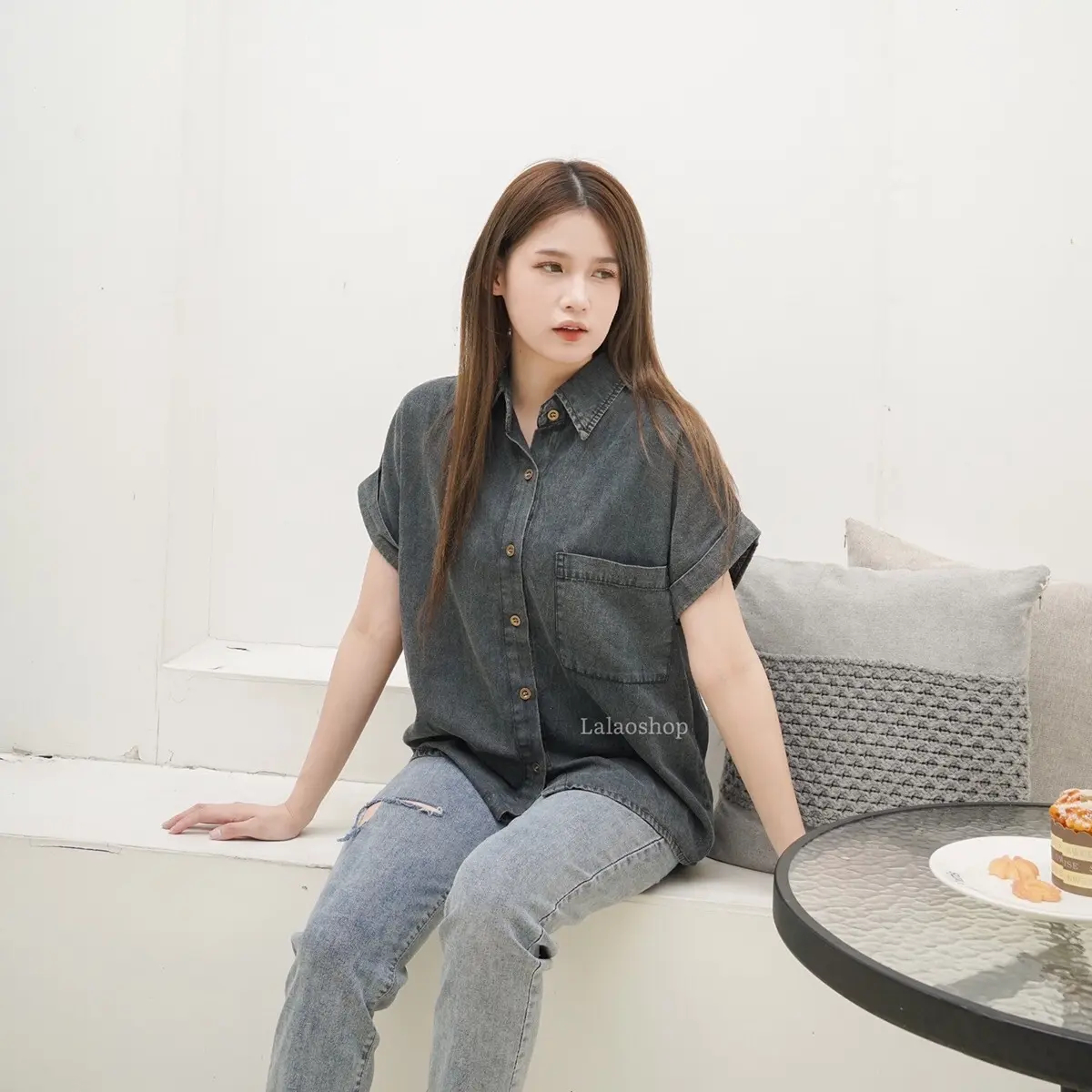Deora Denim Shirt | Kemeja Jeans Lengan Pendek | Ngantor Kulish Hangout