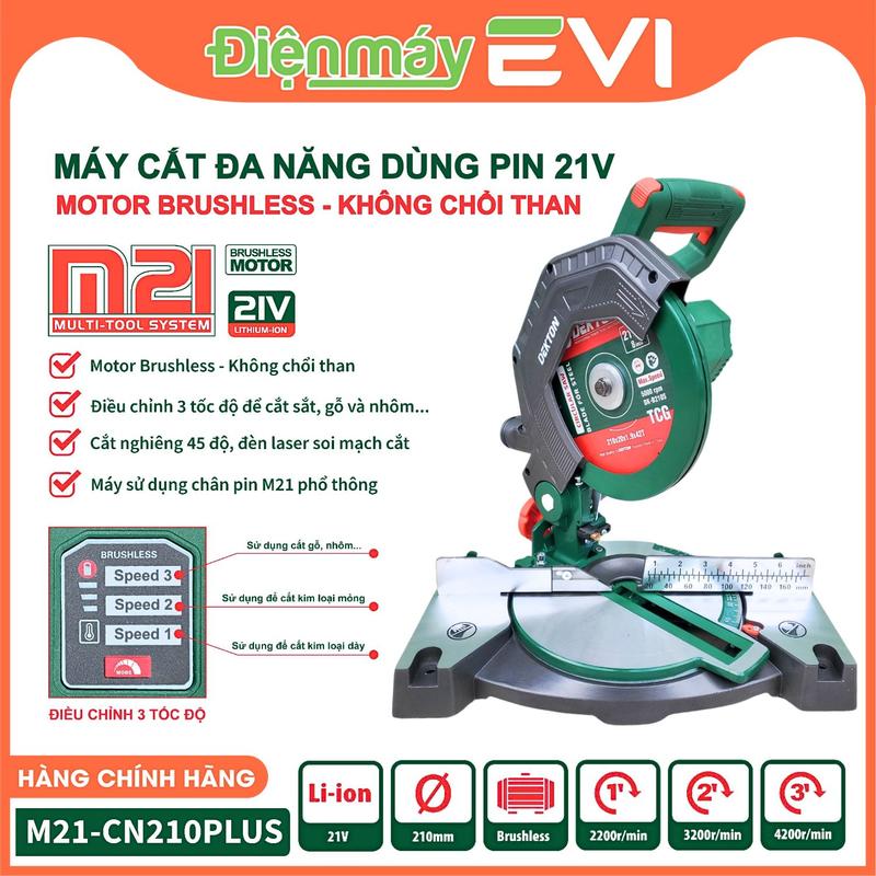 Máy Cắt Đa Năng Dùng Pin DEKTON M21-CN210Plus Kèm lưỡi cắt hợp kim 210mm - Motor Không Chổi Than - Chân Pin Phổ Thông M21 - Cắt Sắt, Nhôm, Gỗ,...