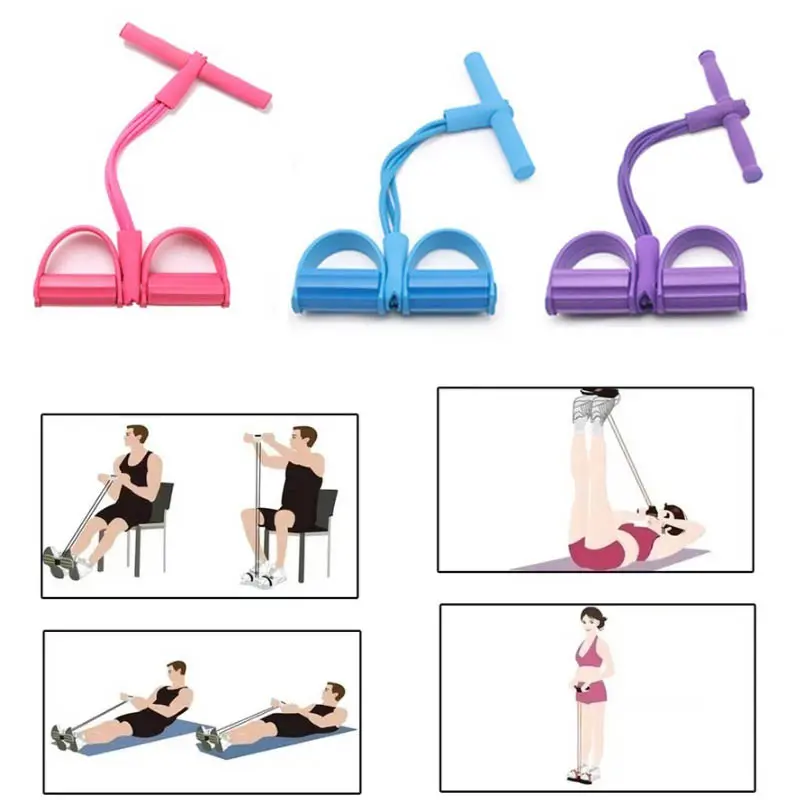 4 resistance elastic rope exerciser abdominal resistance with home gym exercise training rubber band