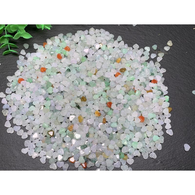 (10 pieces)Three-color heart-shaped beads Myanmar material jadeite jade loose beads: about 7mm wide accessories handmade DIY 7