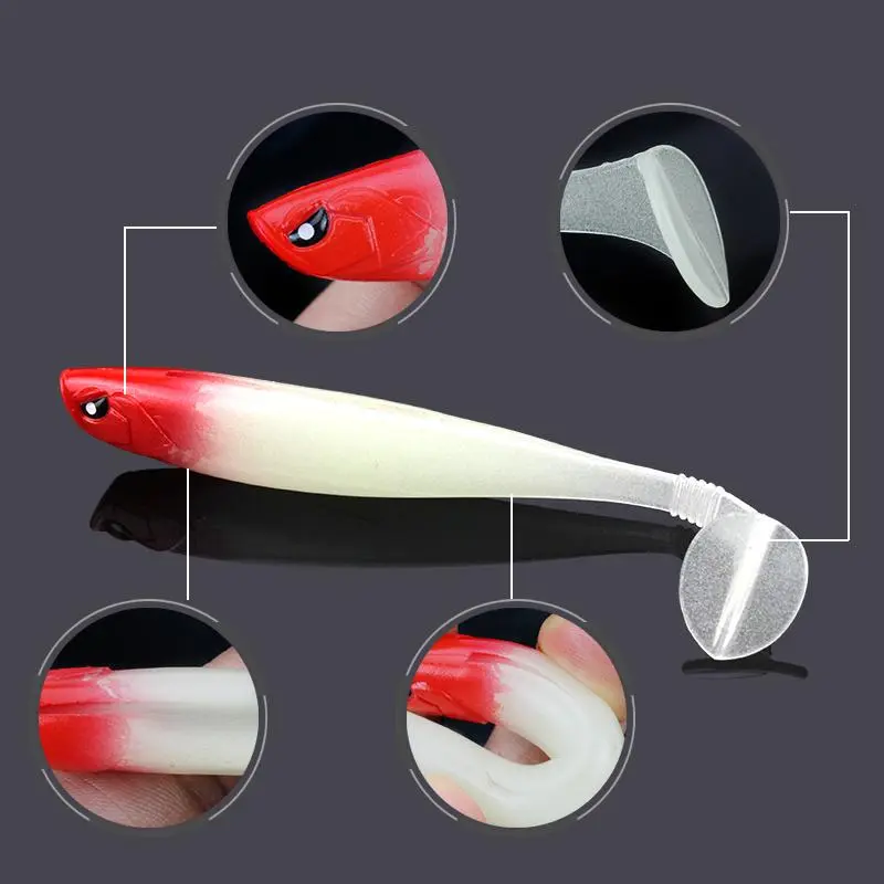 Special-shaped Eye T-tail Fishing Lure, 5 Counts/set Colorful Simulation Fishing Bait for Fishing Lovers, Soft Fishing Accessories for Outdoor Fishing 5