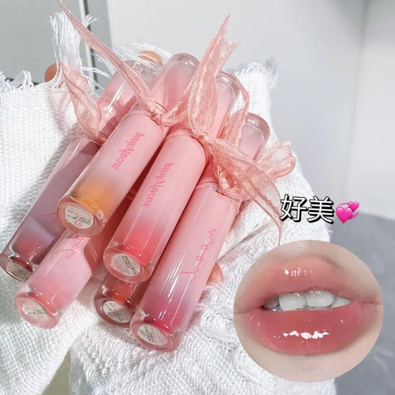 Pinkyfocus Transparent Mirror Lip Lacquer No Stain on Cup Pure Moisturizing Jelly Glass Lip Gloss Lip Gloss Female Lipstick Makeup