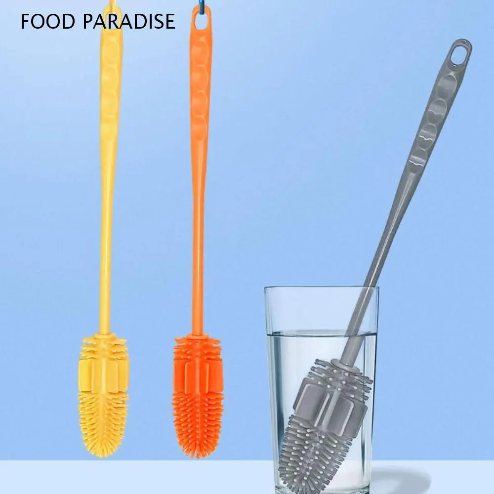 FOOD PARADISE Cleaning Supplies Silicone Cup Brush Long Handle Portable Cup Scrubber Multipurpose Glass Cleaner Groove
