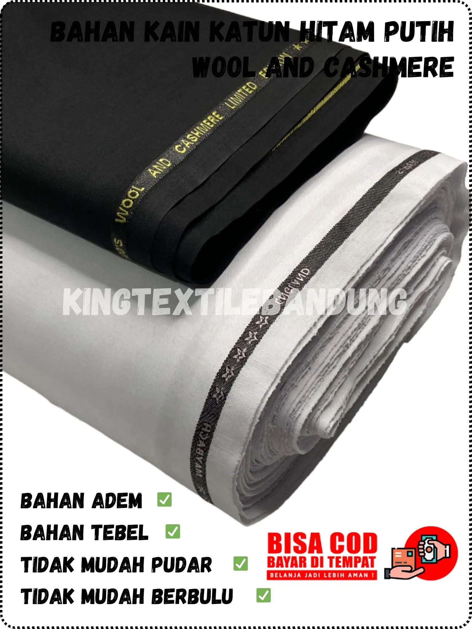 KAIN KATUN HITAM PUTIH SUPER PREMIUM