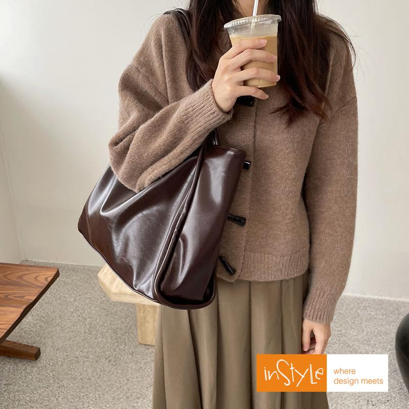 Tas Bahu Tote Bag Wanita Korean Style Shoulder Bag Size Besar (T2-042) Kulit PU 6