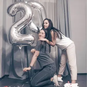 [Angka] SILVER Balon Foil 100cm