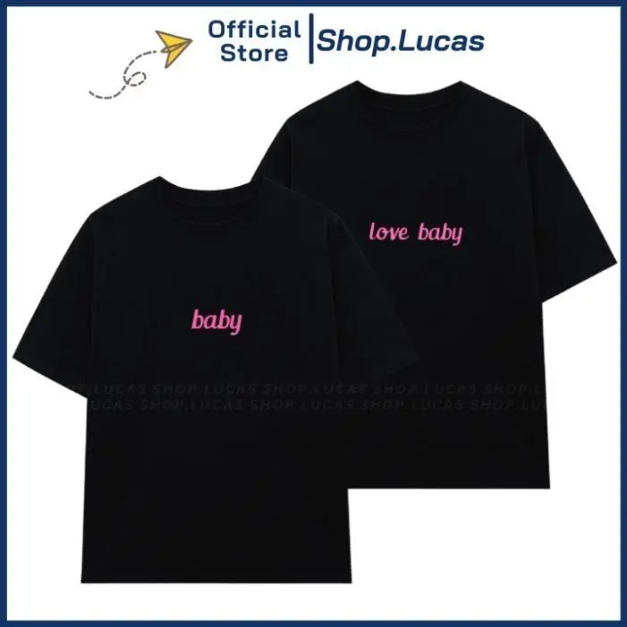 Áo Thun Cặp Đôi In Chữ LOVE BABY Form Unisex Nam Nữ Áo Couple Mặc Với Người Yêu Chất Cotton NA Cotton 230g