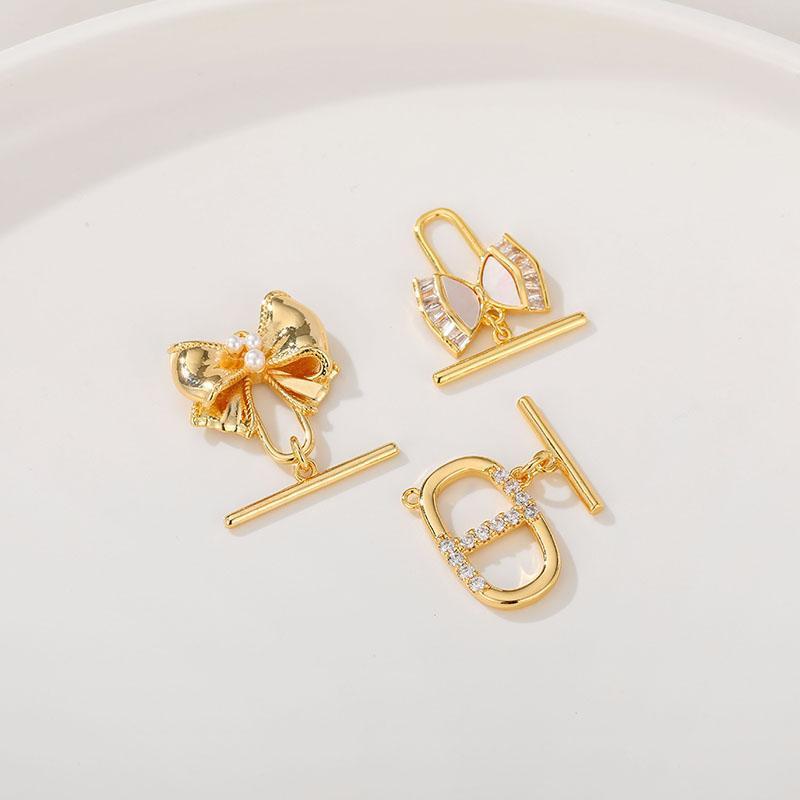 Product Introduction of OT buckle, beads, 18K, gold-plated, 2 sets, wholesale, DIY, ZF-88,color preservation, inlay, bow tie, handmade, bracelet, necklace, connecting buckle 8