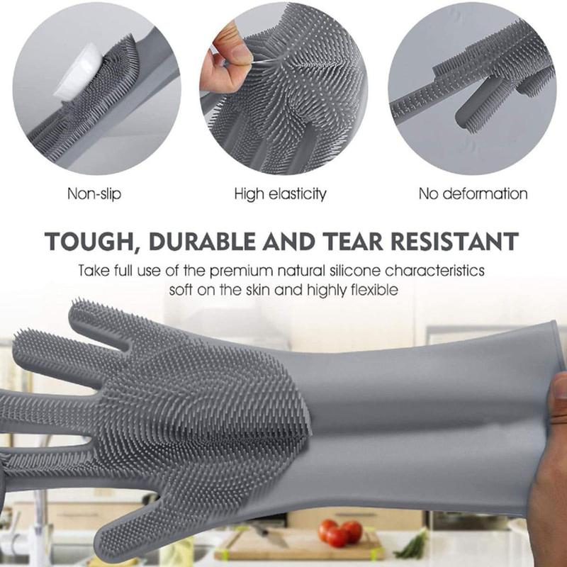 Solid Color Dish Washing Gloves, 1 Pair Household Kitchen Dish Washing Gloves, Non-slip Multifunctional Cleaning Gloves, Household Cleaning Tools Supplies 5