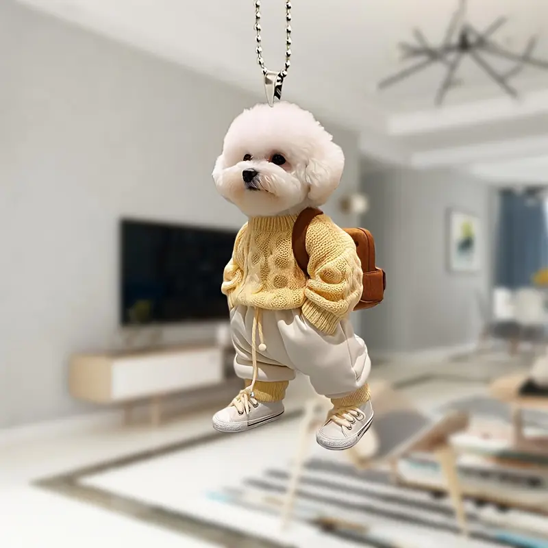 Dây Chuyền Chìa Khóa Acrylic Hình Chó Teddy Dễ Thương, Phụ Kiện Balo Cún chó Con Sáng Tạo Và Quyến Rũ Xe Hơi, Năm 2024 Nữ Móc Chìa Khoá