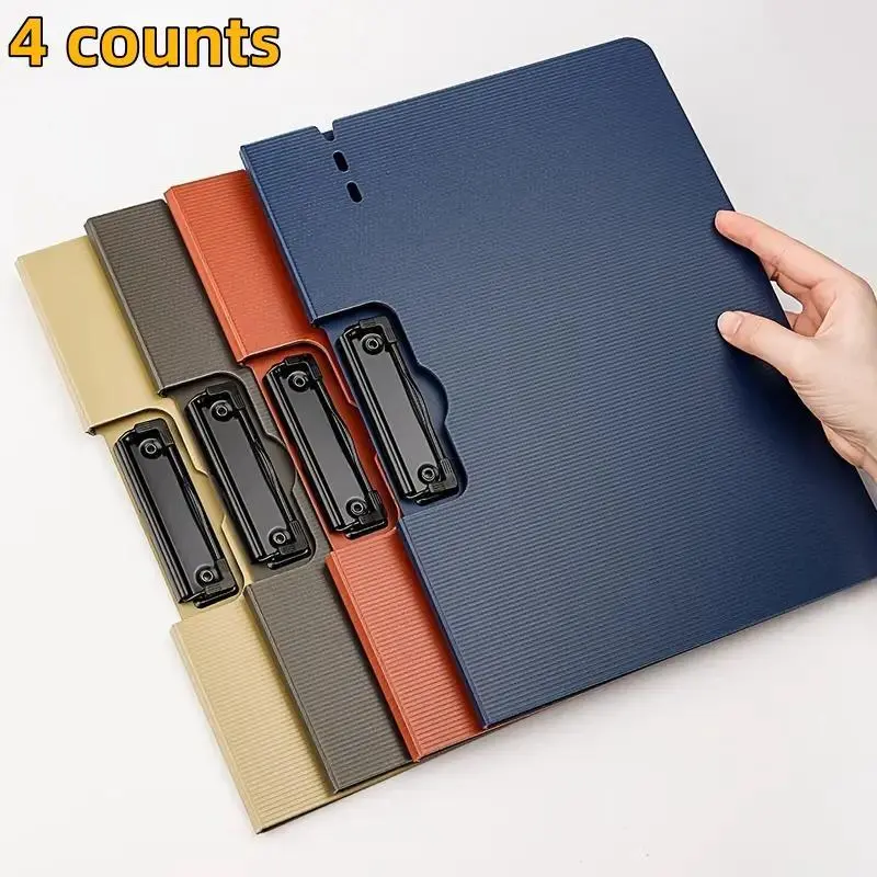 A4 File Folder with Clipboard, 4 Counts Portable Waterproof File Storage Organizer, File Folder for Nurse Office School Home Meeting